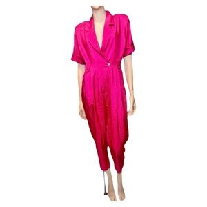 Vintage 80s Joan Walter’s Hot Pink Tapered Jumpsuit